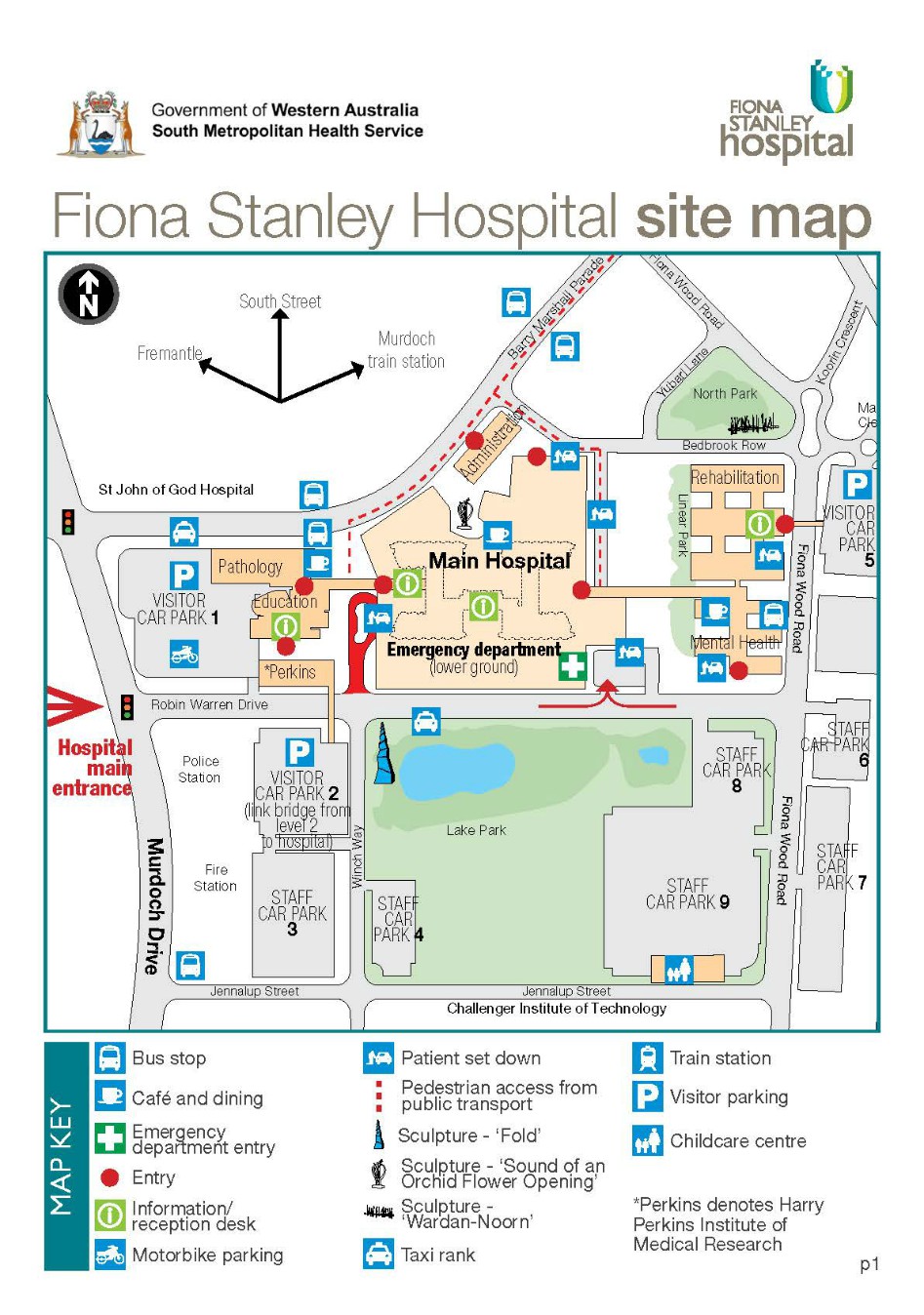 fiona stanley map Fiona Stanley Hospital Site Map fiona stanley map